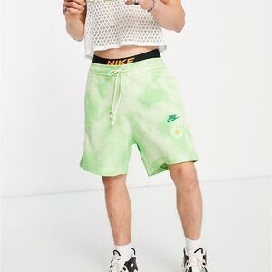 Nike Green Shorts boys XL Daisy Embroidery From Beaverton with love acid wash